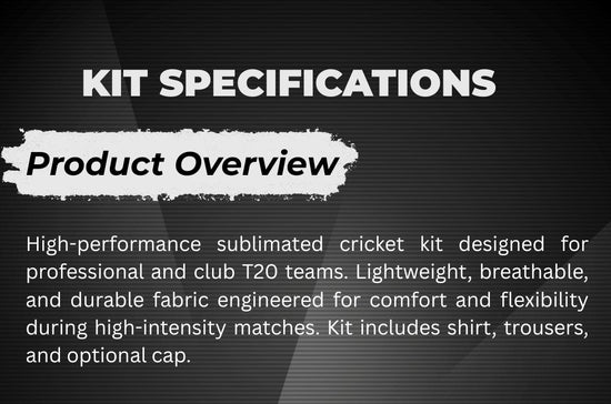 Kit Specification Kit Specifications – Sharks Cricket
